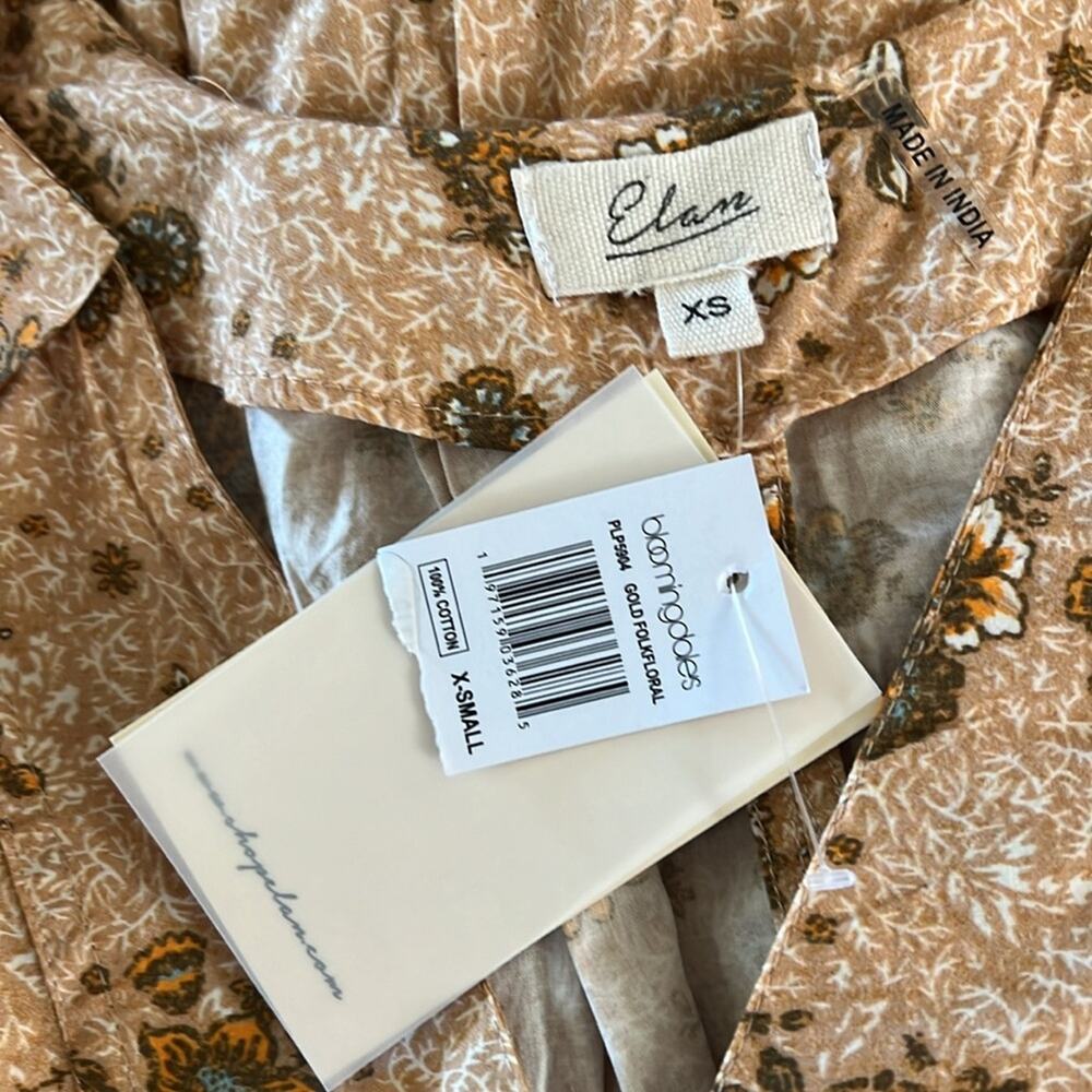 Elan Floral V Neck Cotton Mini Dress Boho Grandma Flowy NEW Size XS - Picture 6 of 8